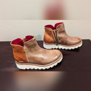 BedStu Lydyi Tan Size 6 Leather White Sole Ankle Boots
